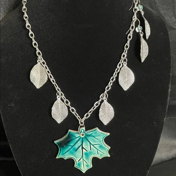 Clay Pendant Necklace & Earring Set OOAK Handmade - Picture 5 of 8